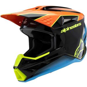 Bērnu motokrosa ķivere Alpinestars S-M3 FRAY melna-fluo oranža-fluo dzeltena-turkīza