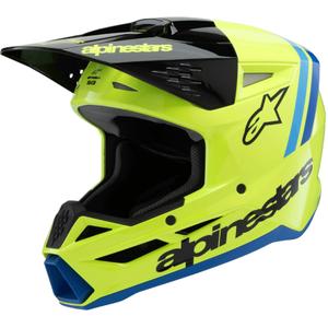 Bērnu motokrosa ķivere Alpinestars S-M3 RADIUM fluo dzeltens-melns-zils