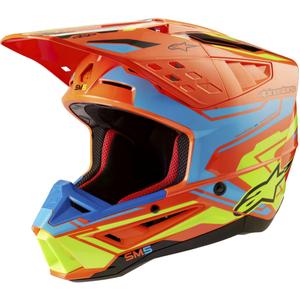 Alpinestars S-M5 Action 2 fluo oranža-skaidri zila-fluo dzeltena motokrosa ķivere