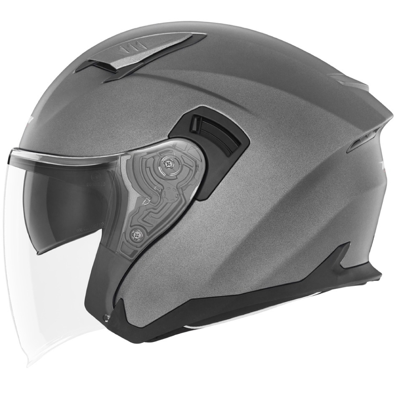 Atvērtā motociklu ķivere NOX N130 matēta titāna krāsā