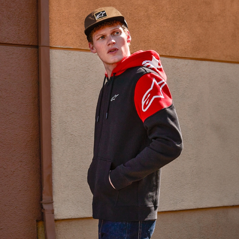 Mikina Alpinestars Velocity Hoodie černo-červená