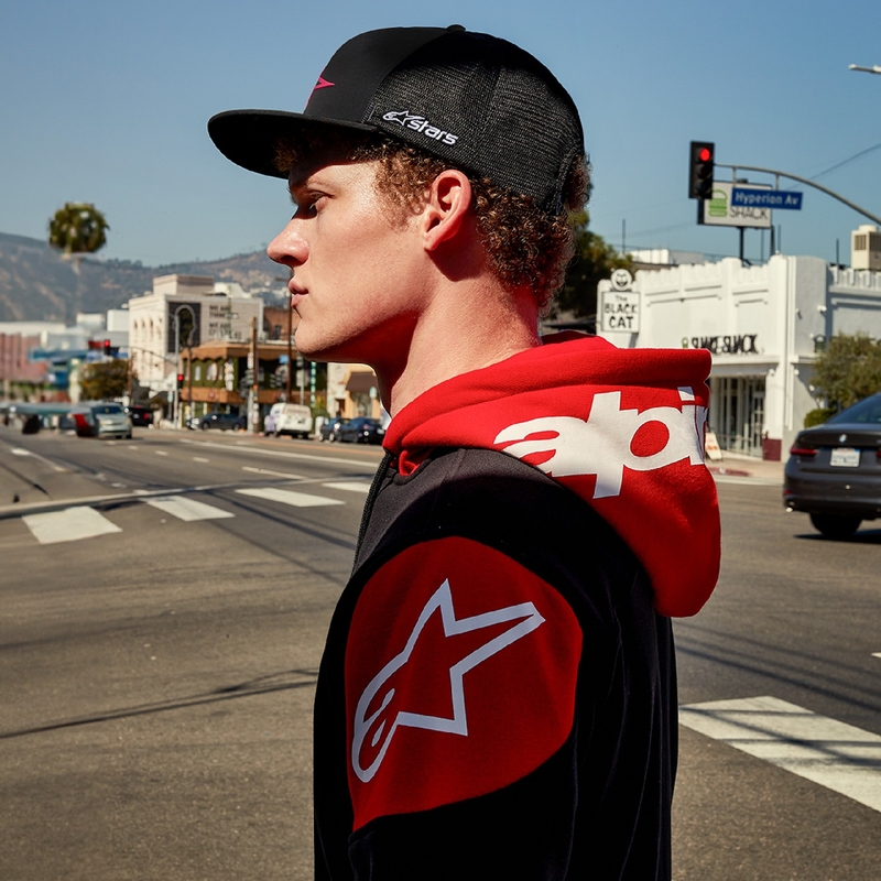Mikina Alpinestars Velocity Hoodie černo-červená