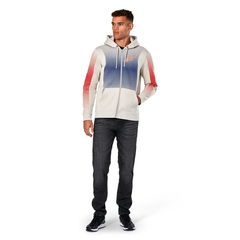 Mikina Alpinestars Arising Hoodie bílo offwhite-modro-červená