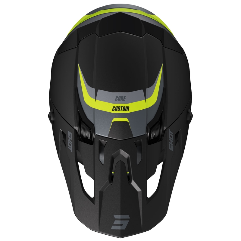 Motokrosa ķivere Shot Core Custom melna-fluo dzeltena