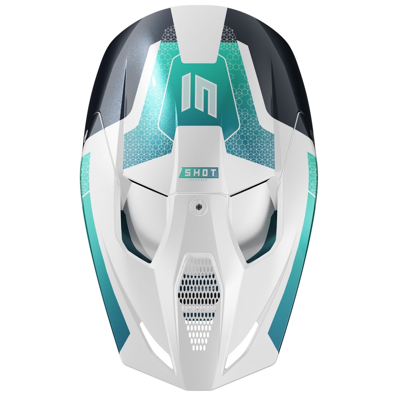 Motokrosa ķivere Shot Race Phaser pearl black-turquoise-white