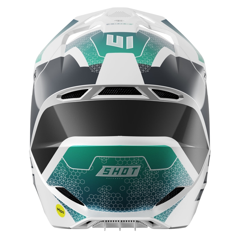 Motokrosa ķivere Shot Race Phaser pearl black-turquoise-white