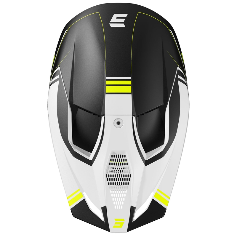 Motokrosa ķivere Shot Race Sprint melns-balts-fluo dzeltens
