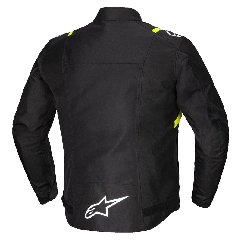 Alpinestars T-SPS 2 ūdensnecaurlaidīga melna, balta un fluo dzeltena motocikla jaka