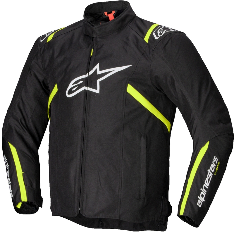 Alpinestars T-SPS 2 ūdensnecaurlaidīga melna, balta un fluo dzeltena motocikla jaka