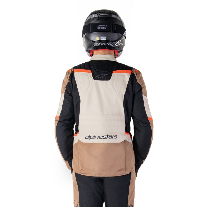 Alpinestars ST-1 Ūdensnecaurlaidīga haki-smilšu-melnā-fluo sarkana motocikla jaka