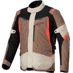 Alpinestars ST-1 Ūdensnecaurlaidīga haki-smilšu-melnā-fluo sarkana motocikla jaka
