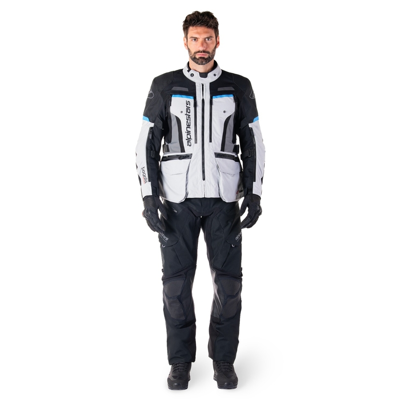 Alpinestars Bogota PRO Drystar pelēk-meln-zila motocikla jaka