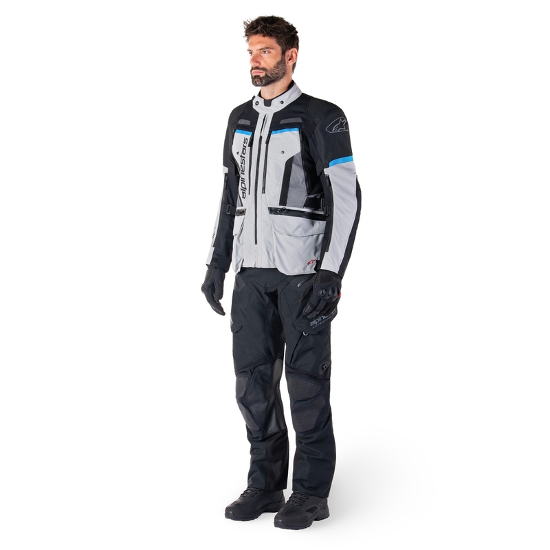 Alpinestars Bogota PRO Drystar pelēk-meln-zila motocikla jaka