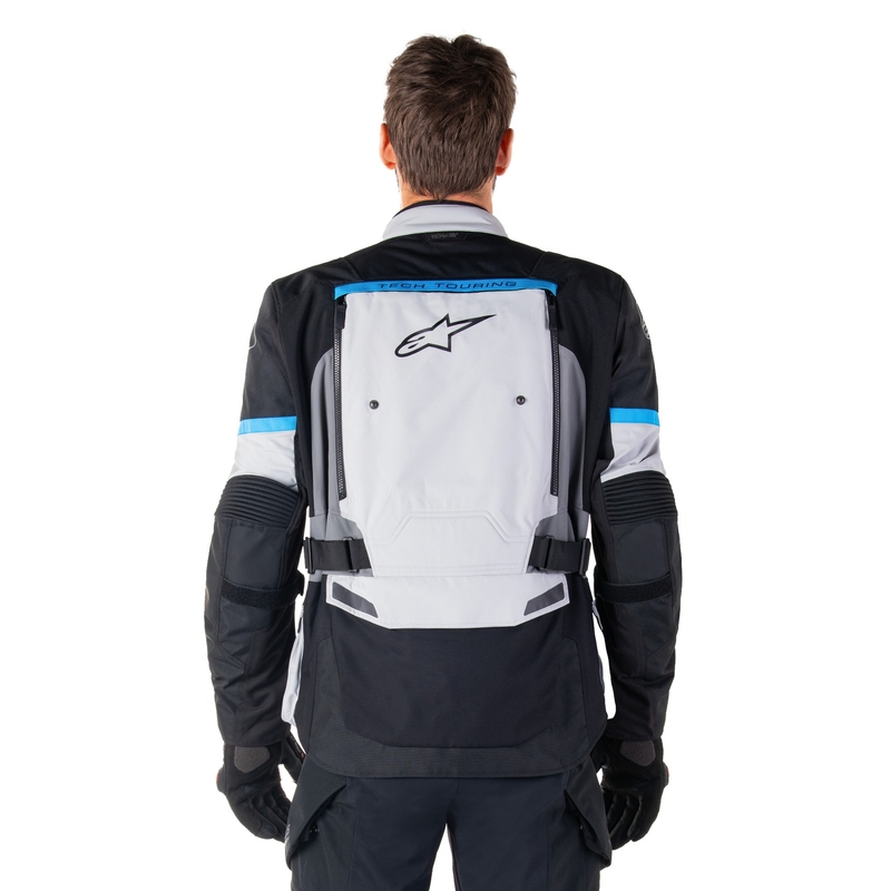 Alpinestars Bogota PRO Drystar pelēk-meln-zila motocikla jaka