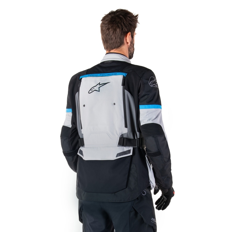 Alpinestars Bogota PRO Drystar pelēk-meln-zila motocikla jaka