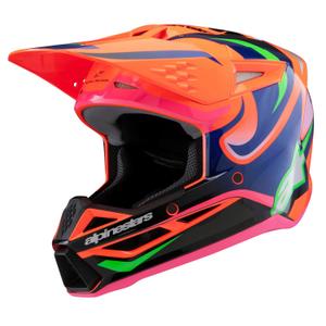 Bērnu motokrosa ķivere Alpinestars S-M3 HAIDEN DEEGAN fluo oranži-violeti-rozā-zaļa