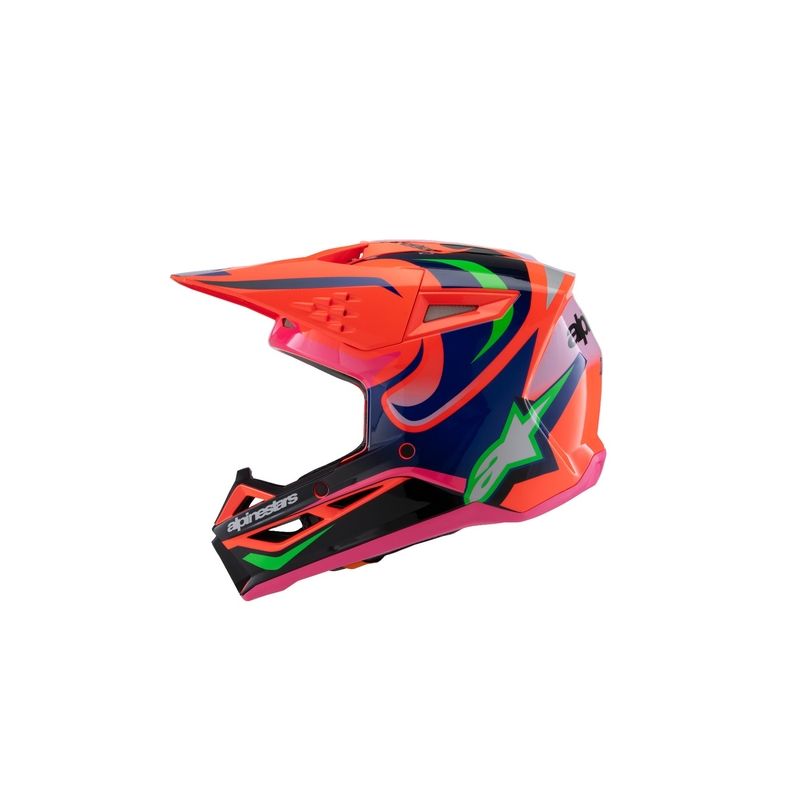 Bērnu motokrosa ķivere Alpinestars S-M3 HAIDEN DEEGAN fluo oranži-violeti-rozā-zaļa