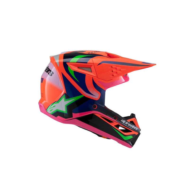 Bērnu motokrosa ķivere Alpinestars S-M3 HAIDEN DEEGAN fluo oranži-violeti-rozā-zaļa
