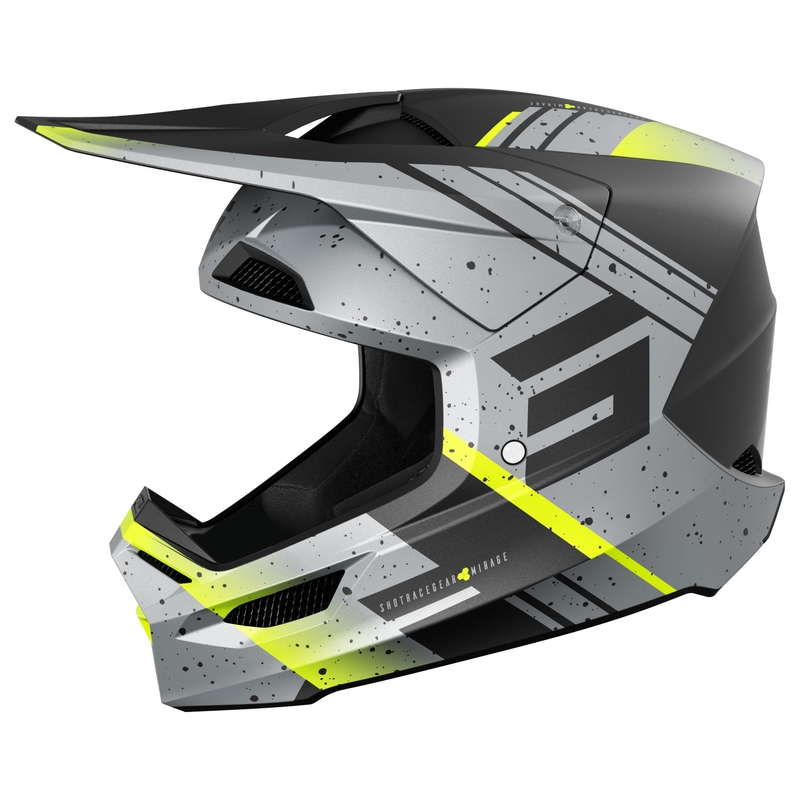 Motokrosa ķivere Shot Furious Mirage pelēka-fluo dzeltena