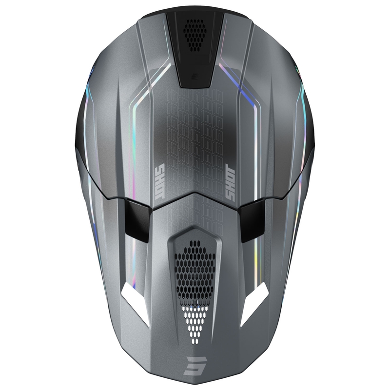 Motokrosa ķivere Shot Lite Challenger pearl grey hologrāfiska