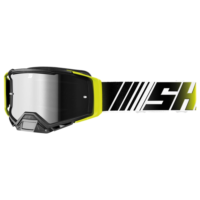 Motokrosa brilles Shot Core fluo dzeltenā un baltā krāsā ar iridija pleksi
