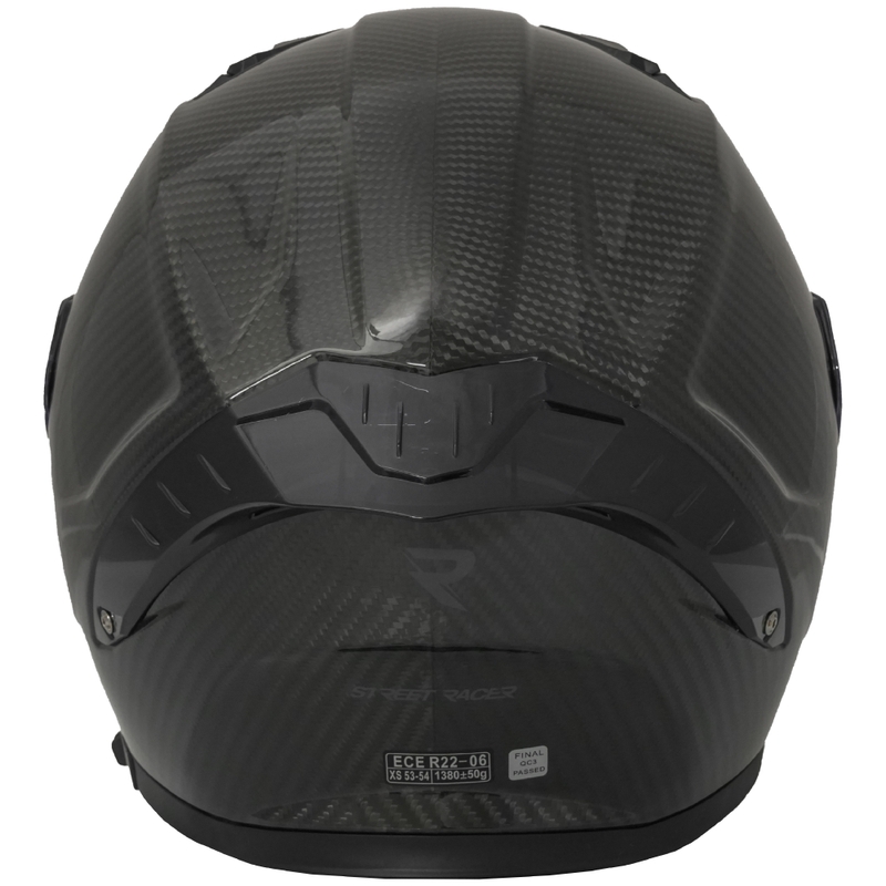 Street Racer Titan Carbon pilnas sejas motocikla ķivere, melna
