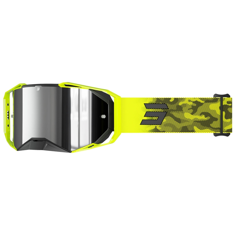 Motokrosa brilles Shot Lite Patrol fluo dzeltenas ar sudraba iridija pleksi