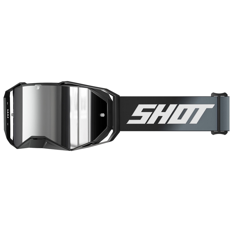 Motokrosa brilles Shot Lite Solid black ar sudraba iridija pleksi