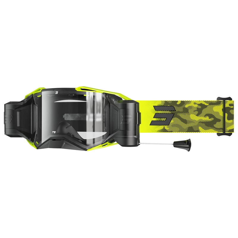 Motokrosa brilles Shot Lite Roll-Off Patrol fluo dzeltenas ar caurspīdīgu pleksi