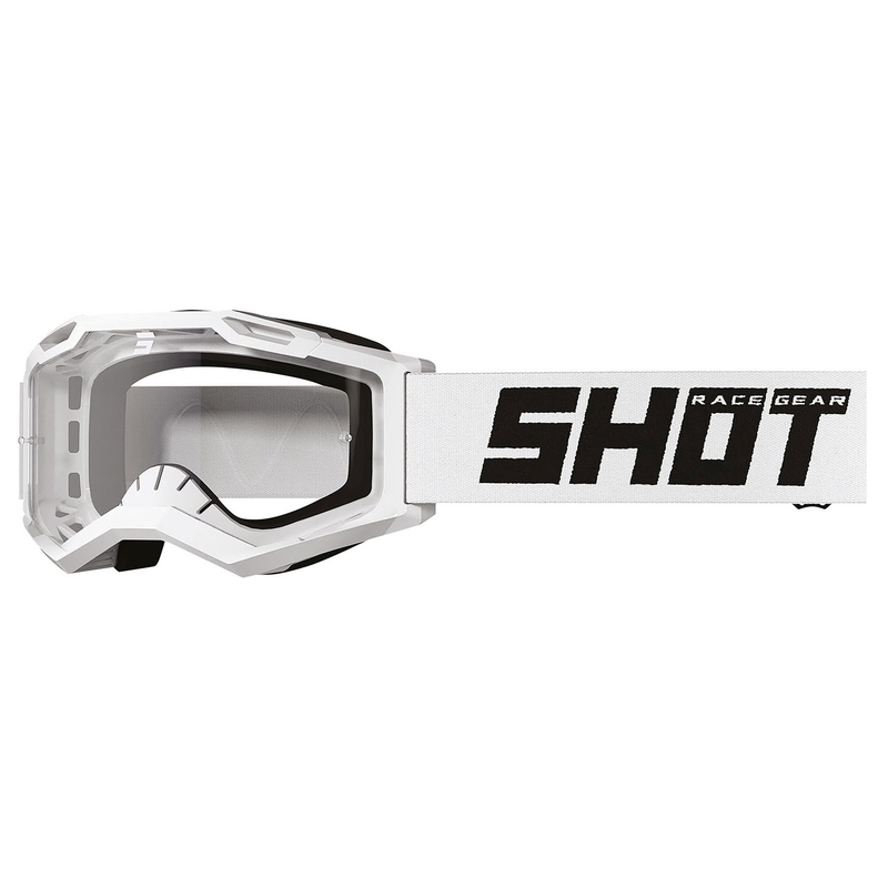 Bērnu motokrosa brilles Shot Rocket Kid 2.0 vienkrāsainas baltas ar caurspīdīgu pleksi