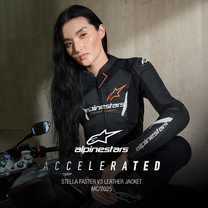 Alpinestars Stella Faster 3 Sieviešu ādas motocikla jaka Black-White-Fluo Red