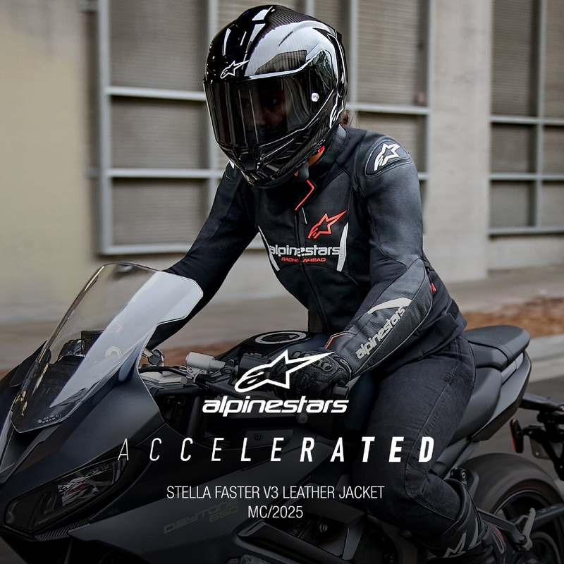 Alpinestars Stella Faster 3 Sieviešu ādas motocikla jaka Black-White-Fluo Red