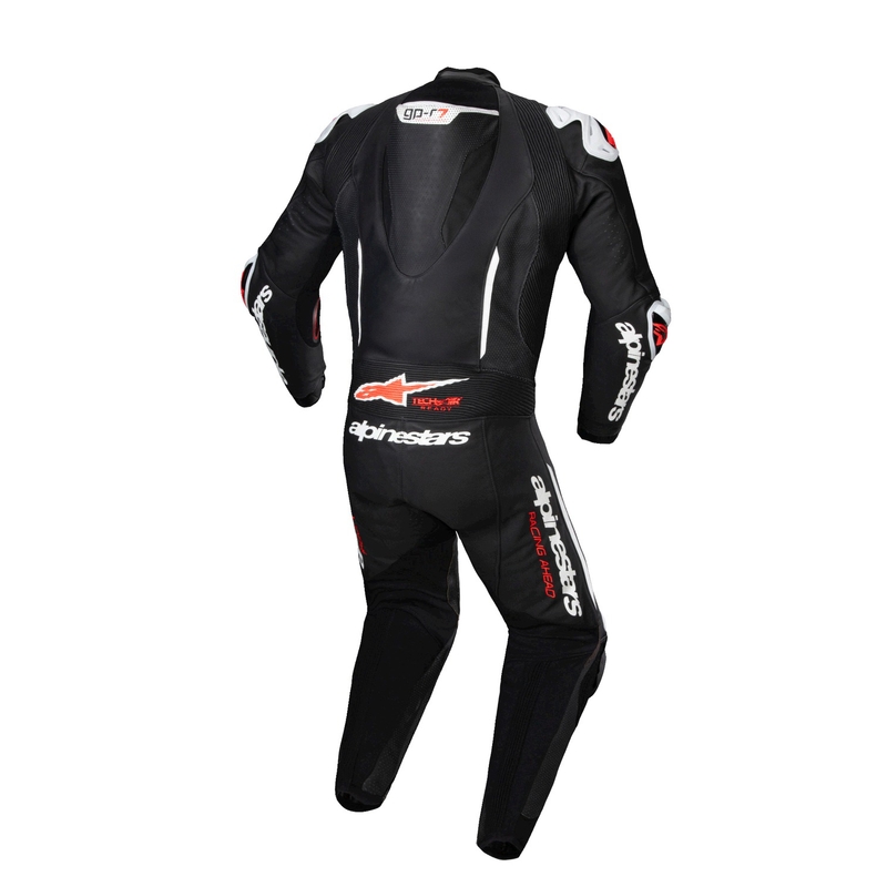 Alpinestars GP-R7 Tech-Air gatavs/kombinābils melns-balts-fluo sarkans viengabala ādas motocikla kombinezons