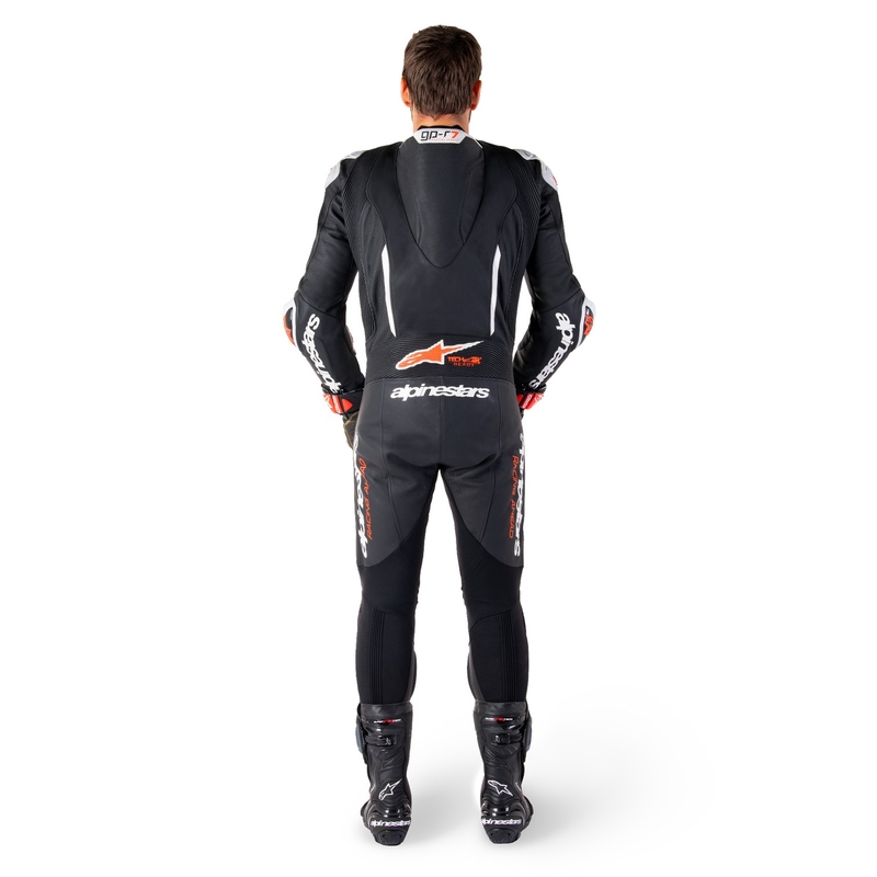 Alpinestars GP-R7 Tech-Air gatavs/kombinābils melns-balts-fluo sarkans viengabala ādas motocikla kombinezons