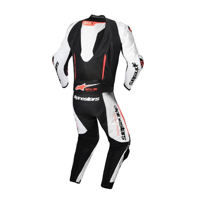 Alpinestars GP-R7 Tech-Air gatavs/kombinābils balts-melns-fluo sarkans viengabala ādas kombinezons