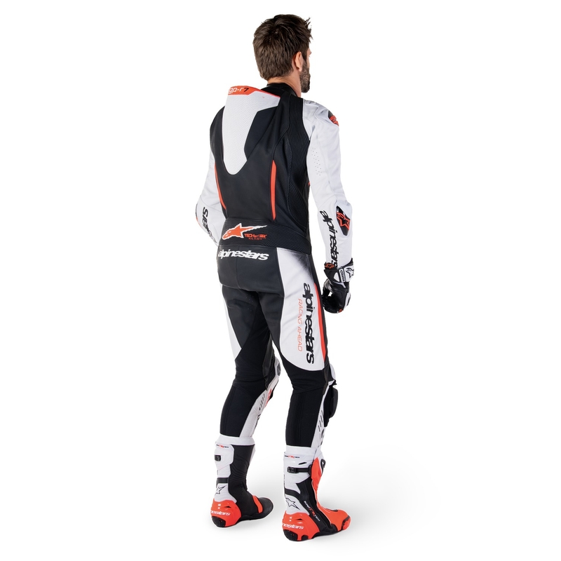 Alpinestars GP-R7 Tech-Air gatavs/kombinābils balts-melns-fluo sarkans viengabala ādas kombinezons