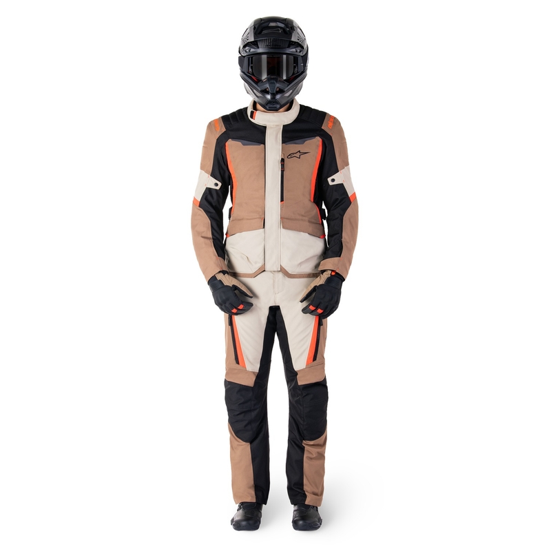 Alpinestars ST-1 Ūdensnecaurlaidīgas haki-smilšu-melnā-fluo sarkanas motocikla bikses