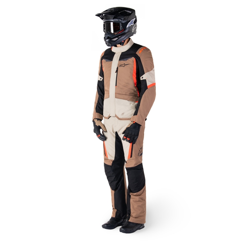 Alpinestars ST-1 Ūdensnecaurlaidīgas haki-smilšu-melnā-fluo sarkanas motocikla bikses