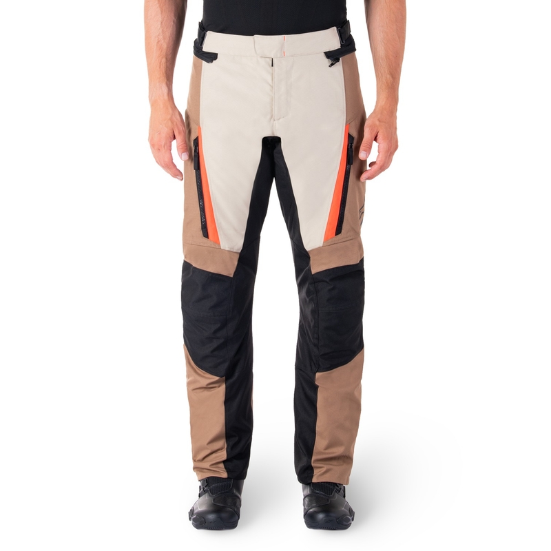 Alpinestars ST-1 Ūdensnecaurlaidīgas haki-smilšu-melnā-fluo sarkanas motocikla bikses