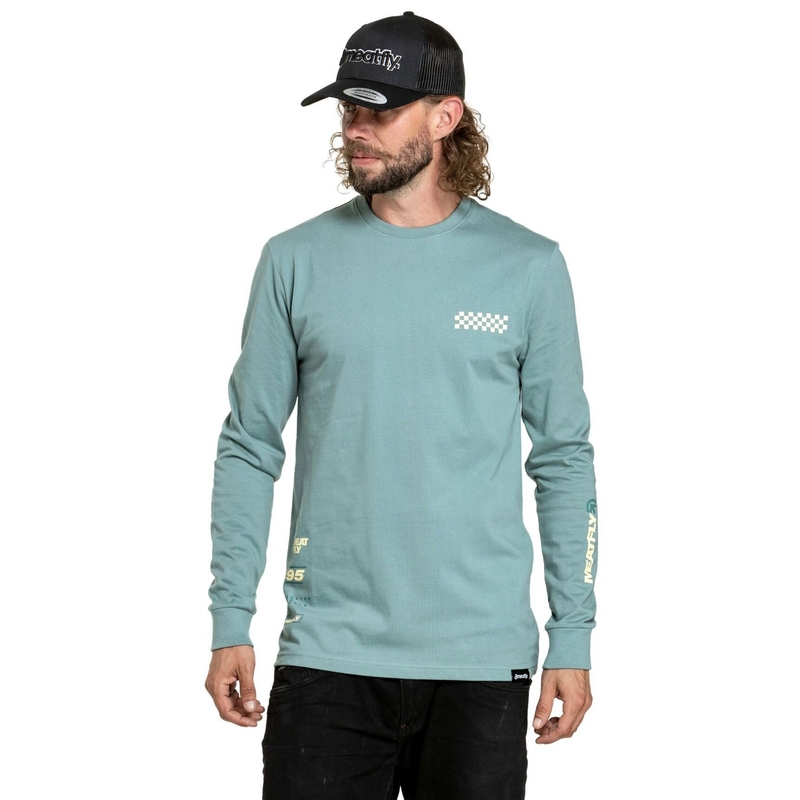 T-krekls ar garām piedurknēm Meatfly Appex mint blue