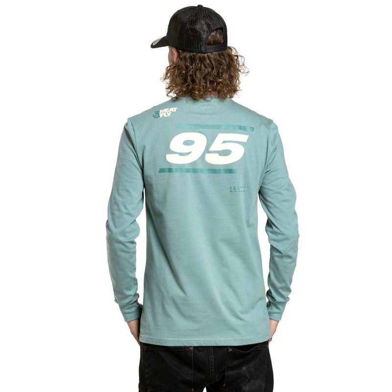 T-krekls ar garām piedurknēm Meatfly Appex mint blue