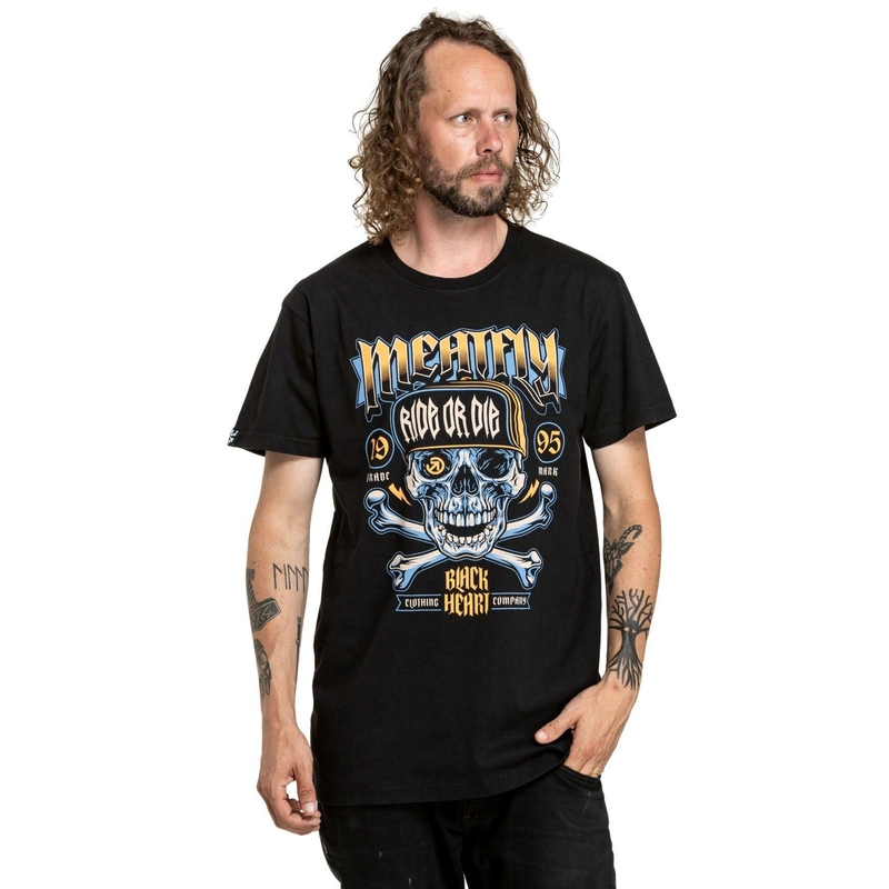 T-krekls Meatfly Whiskey Crossbones melns