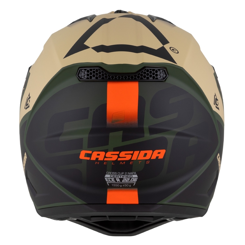 Cassida Cross Cup 2 Napa motokrosa ķivere matēta, smilšu-zaļa-oranža-melna