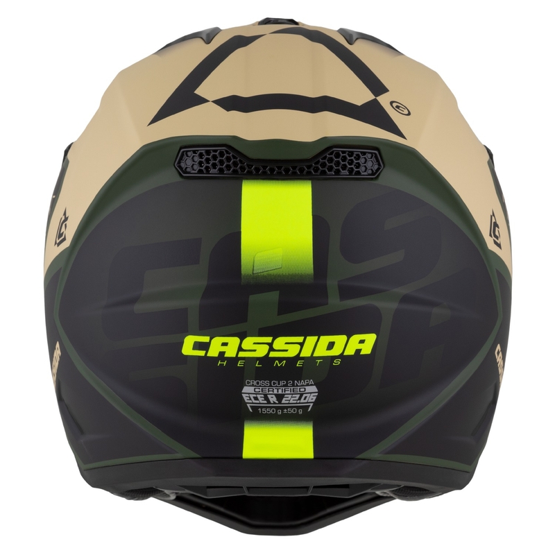 Cassida Cross Cup 2 Napa motokrosa ķivere matēta smilšu-zaļa-fluo dzeltena-melna