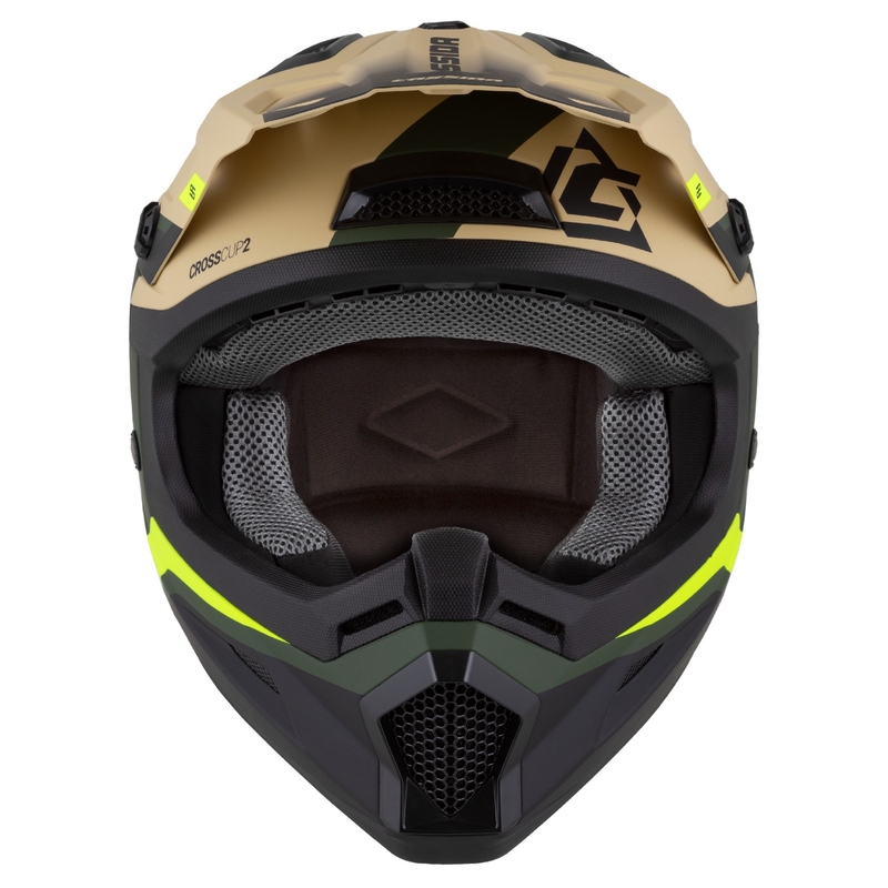 Cassida Cross Cup 2 Napa motokrosa ķivere matēta smilšu-zaļa-fluo dzeltena-melna