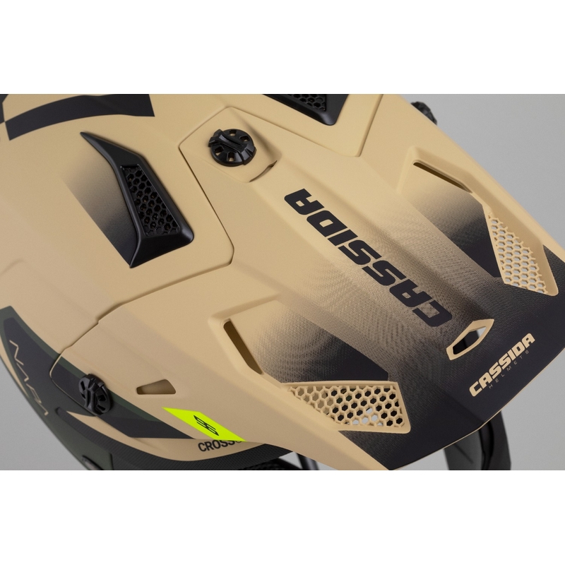 Cassida Cross Cup 2 Napa motokrosa ķivere matēta smilšu-zaļa-fluo dzeltena-melna