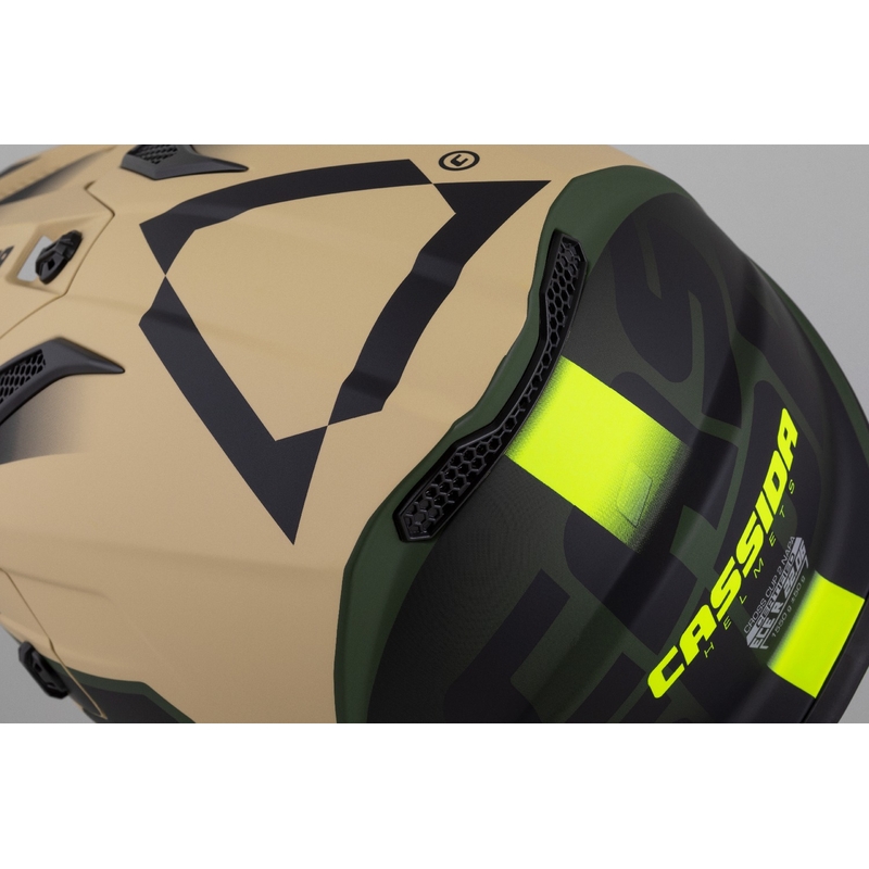 Cassida Cross Cup 2 Napa motokrosa ķivere matēta smilšu-zaļa-fluo dzeltena-melna