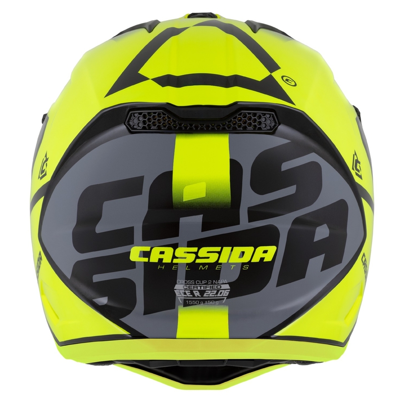 Cassida Cross Cup 2 Napa fluo dzeltena-melnā-pelēka motokrosa ķivere