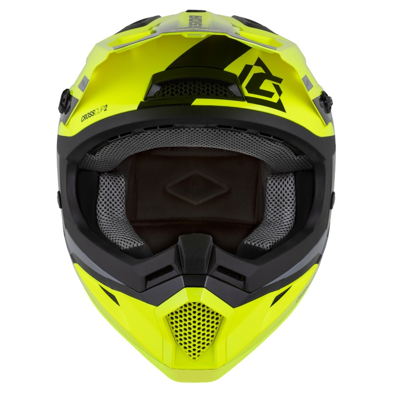 Cassida Cross Cup 2 Napa fluo dzeltena-melnā-pelēka motokrosa ķivere