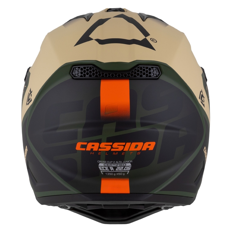 Bērnu motokrosa motociklu ķivere Cassida Cross Cup 2 Napa matēta smilšu-zaļa-oranža-melna